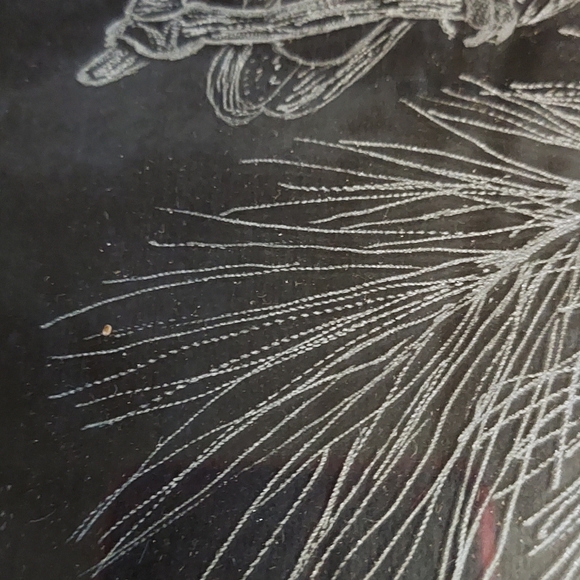 Vintage Hand Crafted Etched Snow Owl on Glass Picture Signed artist 1 of a Kind - Picture 7 of 11